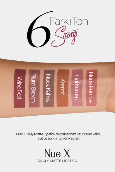 Nue X Silkly Matte Lipstick Gül Kurusu 02 - Resim 4