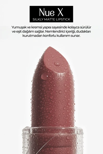 Nue X Silkly Matte Lipstick Gül Kurusu 02 - Resim 2