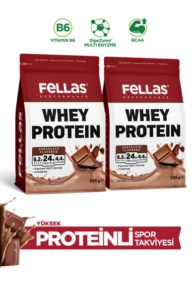 Fellas Whey Protein Tozu Çikolata Aromalı (525 g) x 2 Adet ürün görseli 1