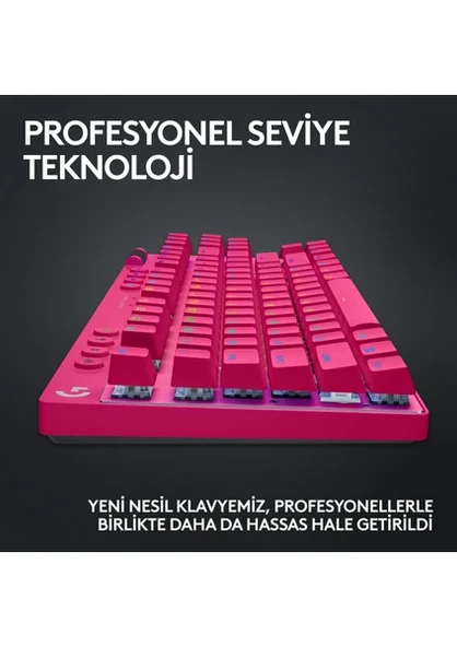 Logitech G Pro X TKL Lıghtspeed RGB Oyuncu Klavyesi - Pembe - Resim 8