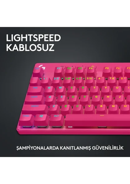 Logitech G Pro X TKL Lıghtspeed RGB Oyuncu Klavyesi - Pembe - Resim 3