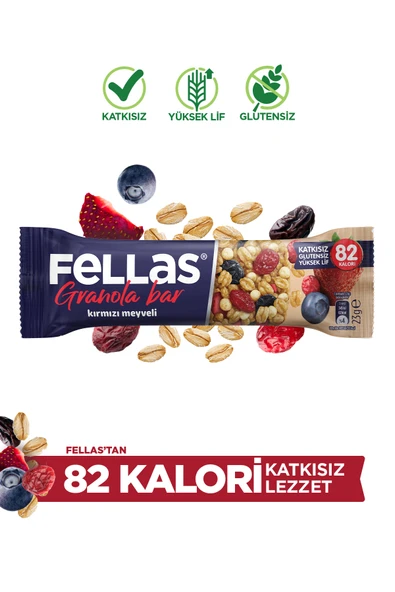 Fellas Kırmızı Meyveli Granola Bar (23 g) x 12 Adet ürün görseli 1