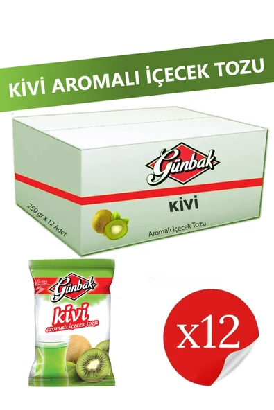 Günbak Kivi Aromalı İçecek Tozu 250 gr x 12 Adet ürün görseli 1