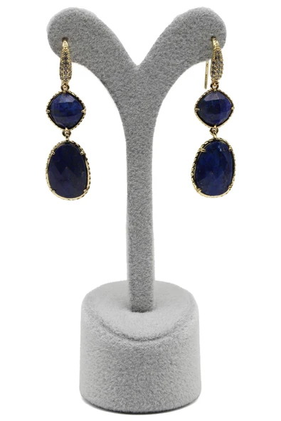 Lapis Lazuli Doğal Taş Sallantılı Küpe - KP-0269 ürün görseli 1