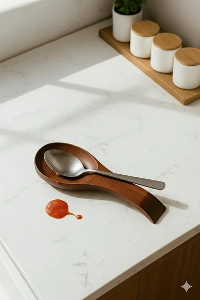 Mien Akasya Kaşık Altlığı Kirli Kaşık Altlığı Tezgah Üstü 26cm ürün görseli 1