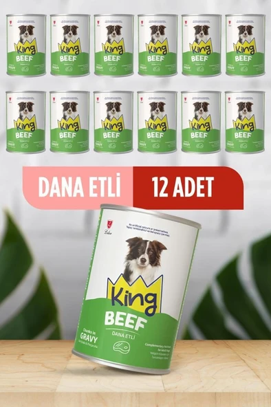 King Sos İçerisinde Et Parçacıklı Dana Etli Köpek Konservesi 400 gr x 12 Adet ürün görseli 1