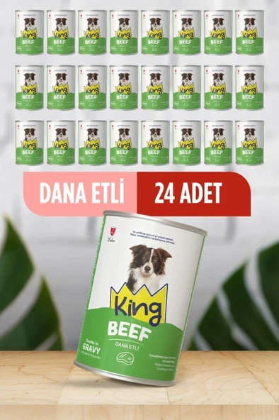 King Sos İçerisinde Et Parçacıklı Dana Etli Köpek Konservesi 400 Gr*24 ADET ürün görseli 1