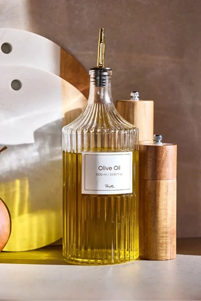 Perotti Viking 1000 ml Cam Şişe ve Yağlık Kapaklı Çift Kapaklı Gold ürün görseli 1