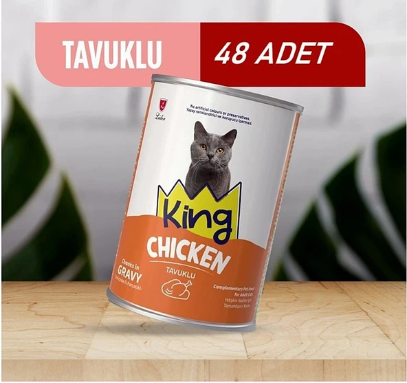 King Sos İçerisinde Et Parçacıklı Tavuklu Kedi Konservesi 400 Gr*48 ADET ürün görseli 1