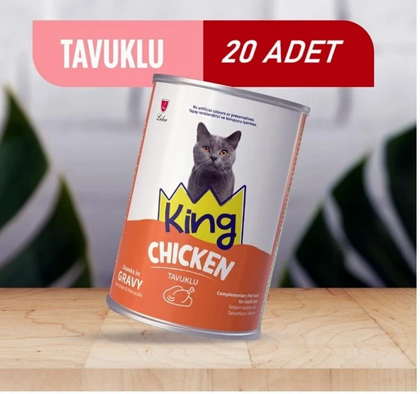 King Sos İçerisinde Et Parçacıklı Tavuklu Kedi Konservesi 400 Gr*20 ADET ürün görseli 1