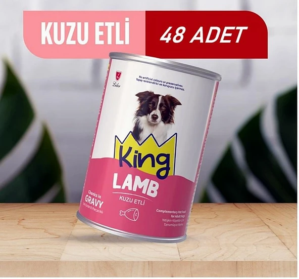 King Sos İçerisinde Et Parçacıklı Kuzu Etli Köpek Konservesi 400 Gr*48 ADET ürün görseli 1