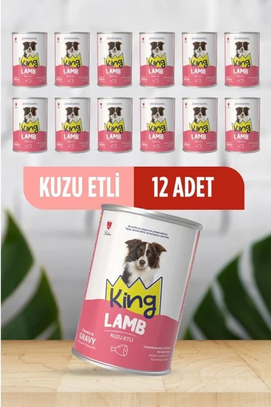 King Sos İçerisinde Et Parçacıklı Kuzu Etli Köpek Konservesi 400 Gr*12 ADET ürün görseli 1
