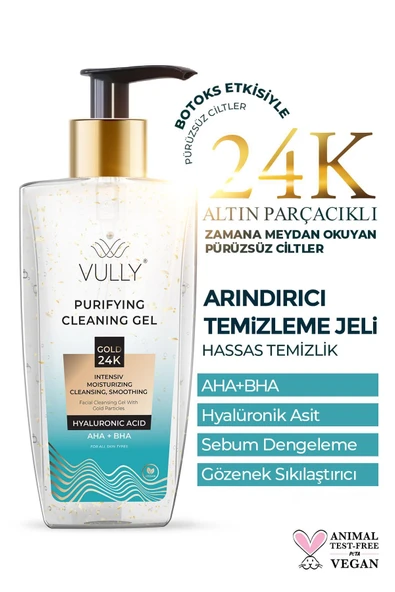 24k Altın Parçacıklı Arındırıcı Nemlendirici Gözenek Sıkılaştırıcı Yüz Temizleme Jeli 200 Ml ürün görseli 1