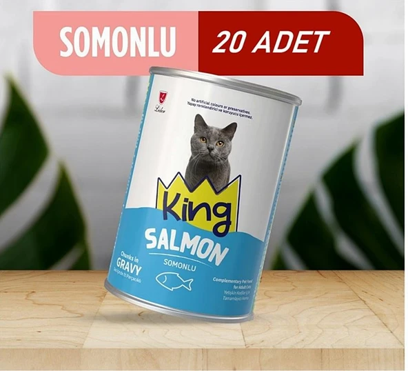King Sos İçerisinde Et Parçacıklı Somonlu Kedi Konservesi 400 Gr*20 ADET ürün görseli 1