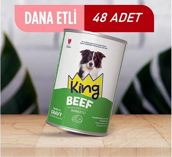 King Sos İçerisinde Et Parçacıklı Dana Etli Köpek Konservesi 400 Gr*48 ADET ürün görseli 1