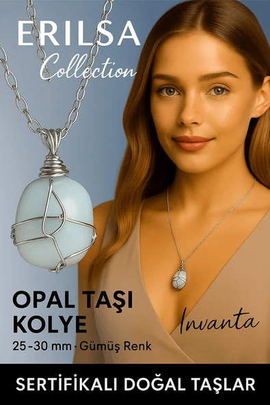 Sertifikalı Gümüş Tel Sargılı Doğal Opal Taşı Kolye – 30-35 mm Sezgi ve Yaratıcılık Taşı ürün görseli 1