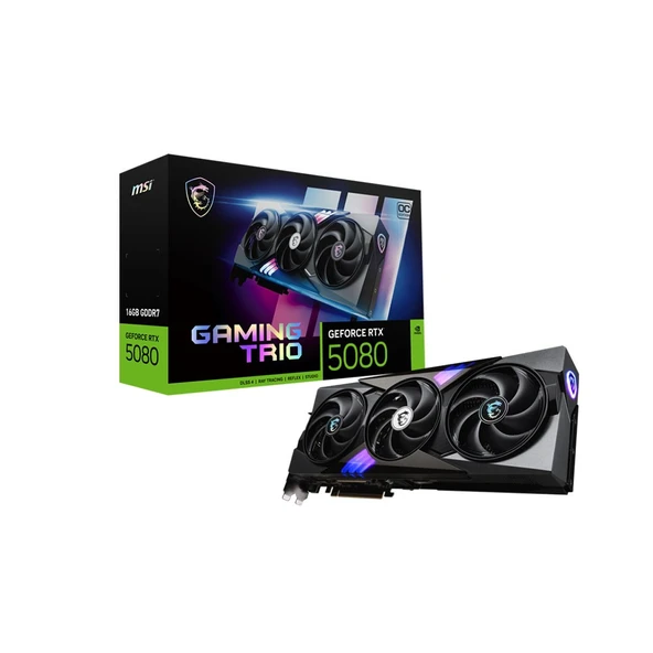 MSI GeForce RTX 5080 16G GAMING TRIO OC 16GB GDDR7 256Bit DLSS 4 NVIDIA Ekran Kartı ürün görseli 1