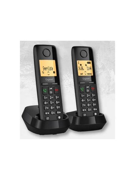 Gigaset Pure 300 Duo 2’li DECT Telsiz Telefon | 2 Ahizeli | Handsfree | 100 Rehber | Çağrı Engelleme | Işıklı Ekran Ev Ofis Telefonu ürün görseli 1