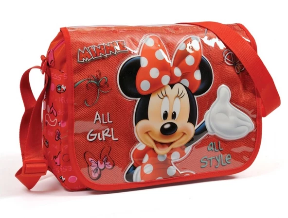 Yaygan Minnie Mouse Kabartmalı Kırmızı Postacı Çantası ürün görseli 1