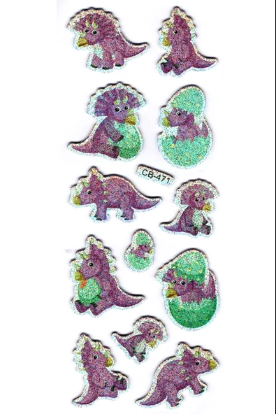 Sticker Kabartmalı Sticker Defter Planlayıcı Etiket (cb471) 16x7 cm- Mor Dinozor ürün görseli 1