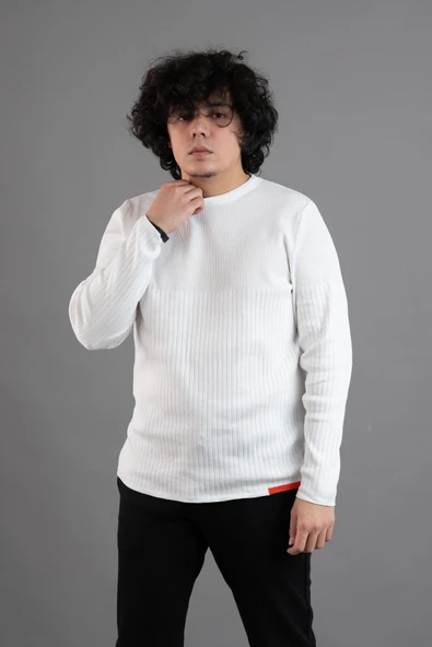BİSİKLET YAKA LİKRALI MİCROFİLAMENT KUMAŞ SLİMFİT ERKEK SWEATSHİRT ürün görseli 1