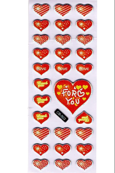 Sticker Kabartmalı Sticker Defter Planlayıcı Etiket (cb503) 16x7 cm- Desenli Kalp Love ürün görseli 1