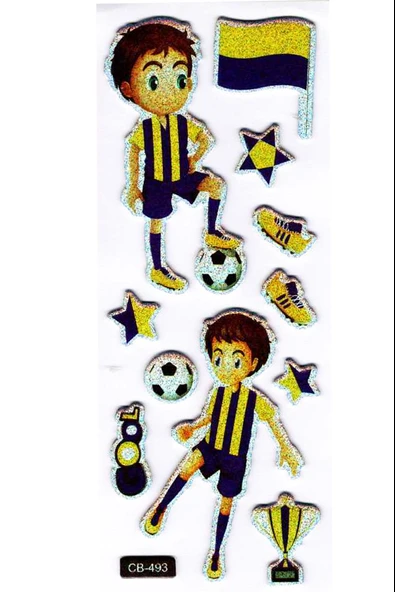 Sticker Kabartmalı Sticker Defter Planlayıcı Etiket (cb493) 16x7 cm- Sarı Mavi Futbol ürün görseli 1