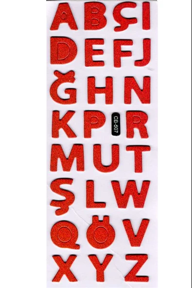 Sticker Kabartmalı Sticker Defter Planlayıcı Etiket (cb507) 16x7 cm- Kırmızı Harfler ürün görseli 1