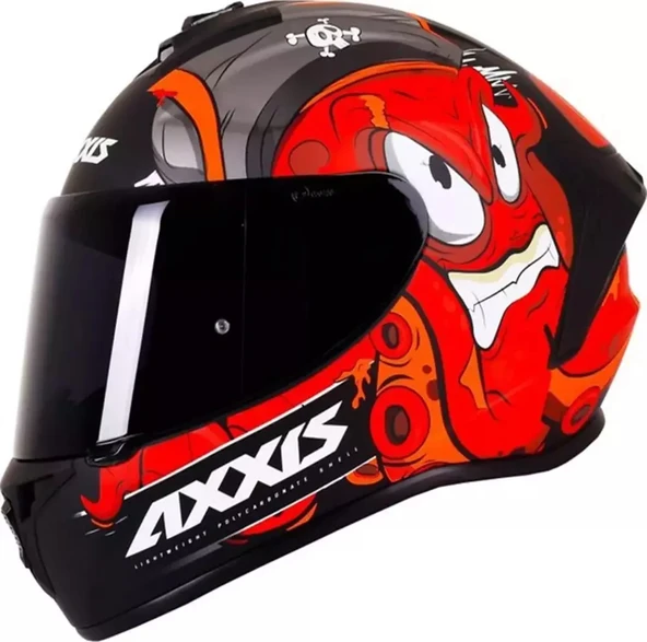 AXXIS DRAKEN GARGLEN MAT SİYAH-KIRMIZI FULLFACE KASK (SİYAH+ŞEFFAF CAMLI) ürün görseli 1