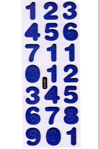 Sticker Kabartmalı Sticker Defter Planlayıcı Etiket (cb510) 16x7 cm- Mavi Rakam Sayı ürün görseli 1