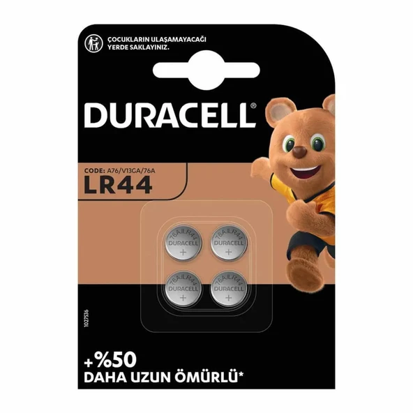 Duracell LR44 1.5 Volt Düğme Pil (4'Lü Paket) ürün görseli 1