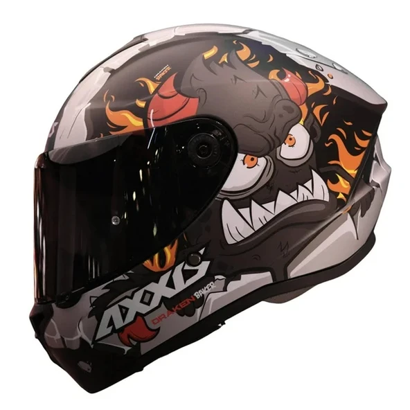 AXXIS DRAKEN BAKER SİYAH-GRİ-KIRMIZI FULLFACE KASK (SİYAH+ŞEFFAF CAMLI) ürün görseli 1