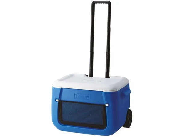 Coleman Poly-Lite Wheeled Mesh 50 QT Tekerlekli Soğutucu Buzluk 47.3 Lt MAVİ/BEYAZ ürün görseli 1
