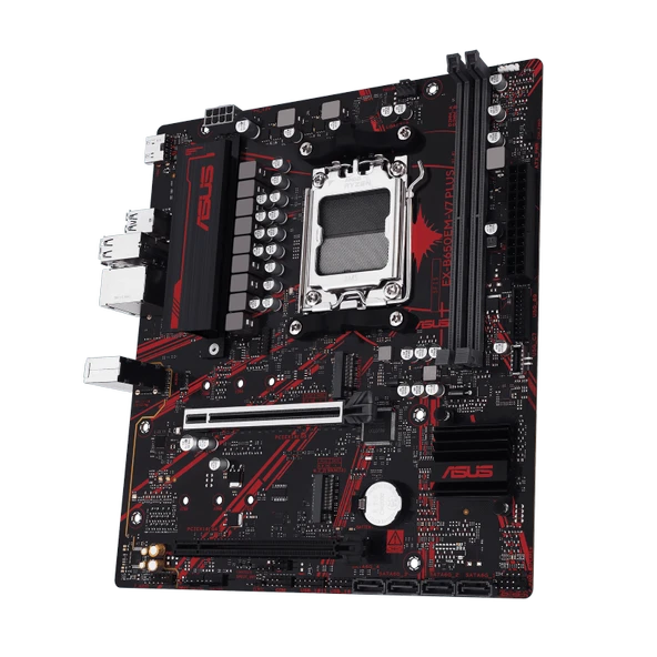 ASUS MB EX-B650EM-V7 PLUS AMD B650 AM5 DDR5 8400 HDMI 2x M2 USB3.2 2.5Gbit LAN mATX 128GB'a kadar ram destegi, ASUS MB 5X PROTECTION III, ASUS MB iCafe labs sertifikali ürün görseli 1