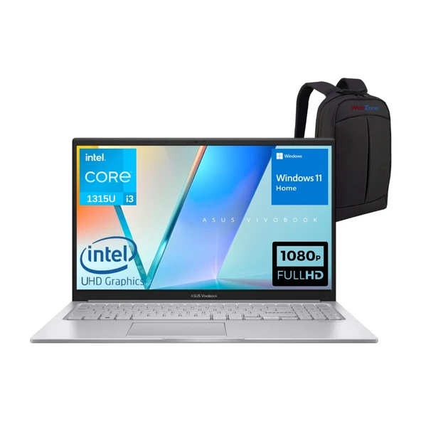 Asus Vivobook 15 X1504VA-NJ725 Intel Core I3 1315U 16GB 512GB SSD Windows 11 Home 15.6" Taşınabilir Bilgisayar - Webzone Çanta Wz2 ürün görseli 1