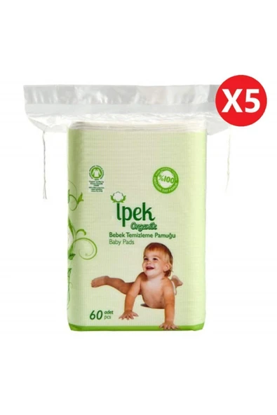 İpek Organik Bebek Temizleme Pamuğu 60'lı x 5'li Paket ürün görseli 1