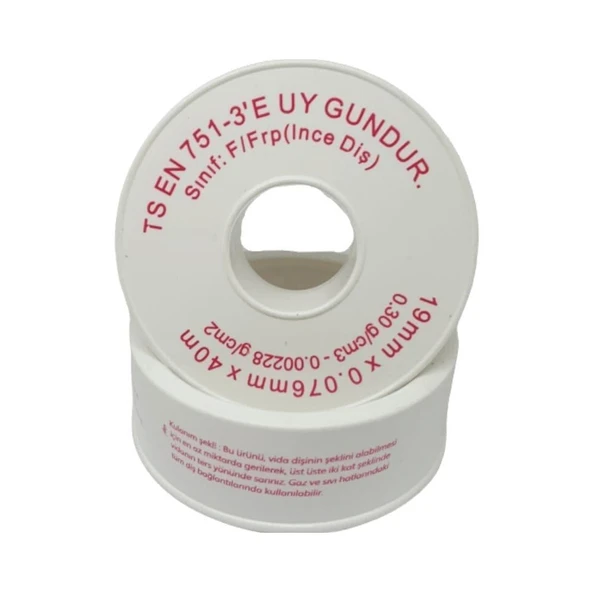 BYZ-SU Teflon Bant 19mm x 0.076mm x 40m 0.30g ürün görseli 1