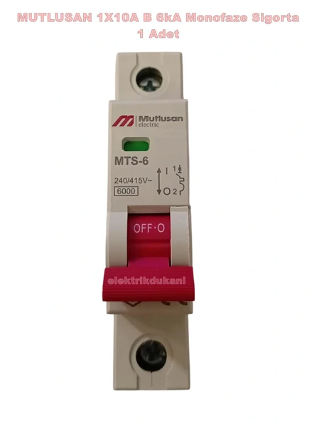 MUTLUSAN 1x10A B 6kA W-Otomat Sigorta Monofaze Tek Fazlı W Otomat Sigorta ürün görseli 1