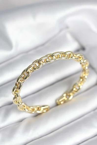 Zincir Model Gold Renk Pirinç Kadın Bileklik - EBJ251010W38188 ürün görseli 1
