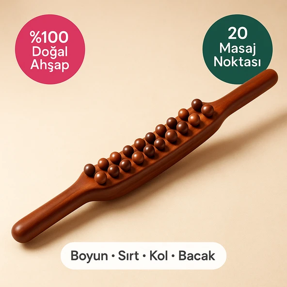 Doğal Ahşap Gua Sha Masaj Aleti 20 Masaj Noktalı Kas Gevşetme ve Çok Yönlü Kullanım ürün görseli 1