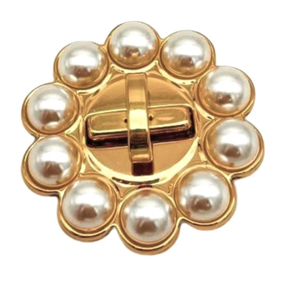 Angel Çanta Aksesuar 6 cm İncili Yuvarlak  Light Gold  Kilit ürün görseli 1
