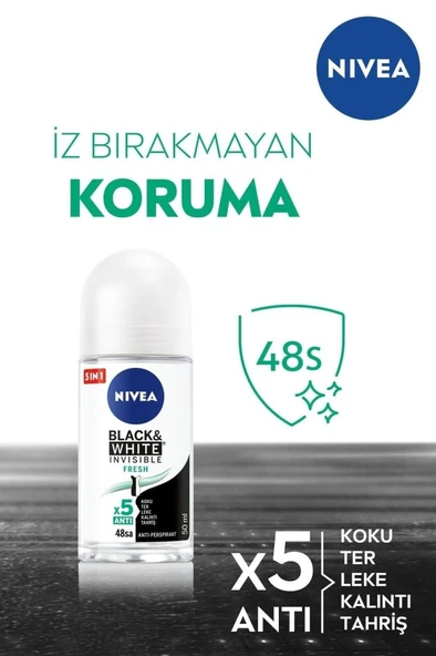 Nivea Invisible For Black & White Roll- On Kadın Fresh 50 ml - Resim 3