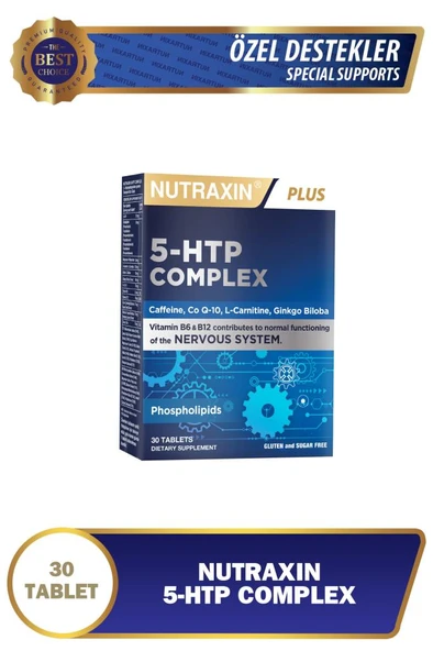 Nutraxin 5-Htp Complex 30 Tablet - Ginkgo Biloba Q10 Caffeine L Carnitin Magnezyum B12 B6 ürün görseli 1