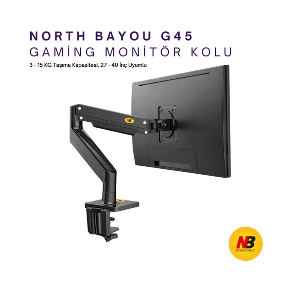 DailyTech North Bayou NB G45 Gaz Yay Kolu 27-40 İnç Ekran Masaüstü Monitör Tutucu 360 Döndürmek 2-12kg Düz Ekran Oval Ek ürün görseli 1