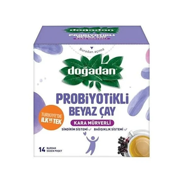 DOĞADAN PROBİYOTİKLİ BEYAZ ÇAY KARA MÜRVERLİ 14 LÜ 21 GR ürün görseli 1
