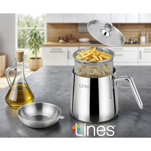 Lines LKX-1000 4 Parça Çelik Kızartma Tenceresi 13,7x13cm 2lt ürün görseli 1