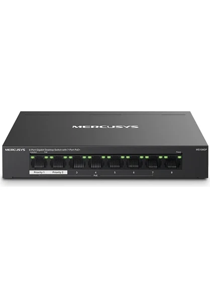 Tp-Link Mercusys MS108GP 7 Port 10-100-1000 Mbps Poe+ Switch Metal Kasa ürün görseli 1