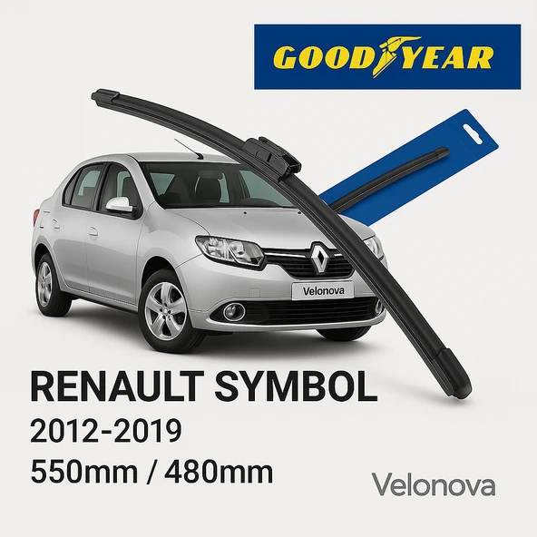 Velonova GOOD YEAR 2’li Set Araca Özel Silecek Takımı Renault Symbol 2012-2019 Ön Cam Sileceği 550mm-480mm ürün görseli 1