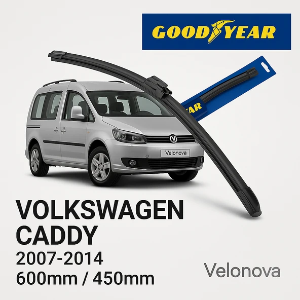 Velonova GOOD YEAR 2’li Set Muz Tipi Silecek Takımı Volkswagen Caddy 2007-2014 Ön Cam Sileceği 600mm-450mm ürün görseli 1
