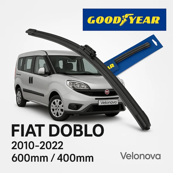 Velonova GOOD YEAR 2’li Set Araca Özel Silecek Takımı Fiat Doblo 2010-2022 Ön Cam Sileceği 600mm-400mm ürün görseli 1
